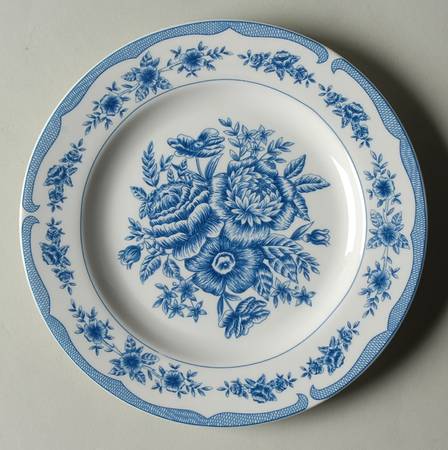 Floral Toile Blue Salad Plate
