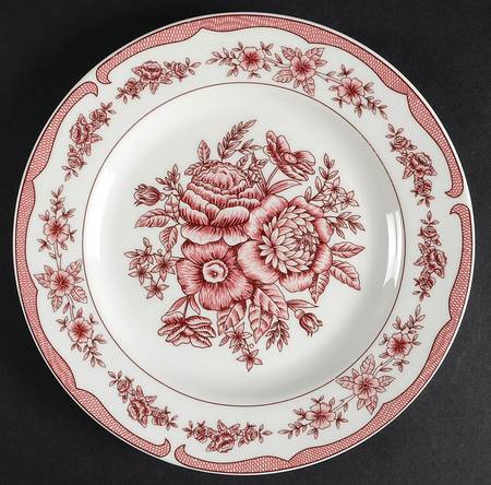 Floral Toile Cranberry Salad Plate