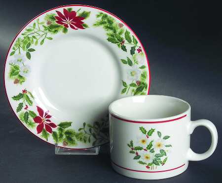 Holiday Floral Flat Cup & Saucer Set