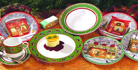 Christmas Bistro Flat Cup & Saucer Set