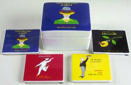 Cafe Milano 5-Piece Coaster Set (Holder & 4 Coasters)