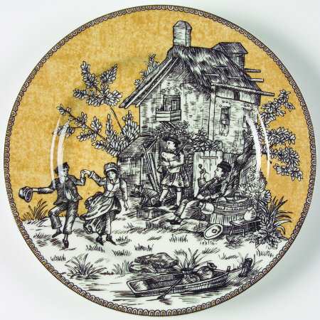 English Toile Black Salad/Dessert Plate