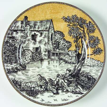 English Toile Black Salad/Dessert Plate
