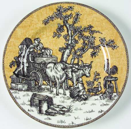 English Toile Black Salad/Dessert Plate