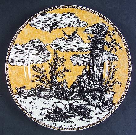 English Toile Black Salad/Dessert Plate