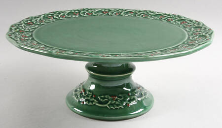Holly Berry Footed Cake Plate