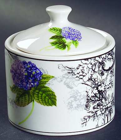 Hydrangea Toile Sugar Bowl & Lid