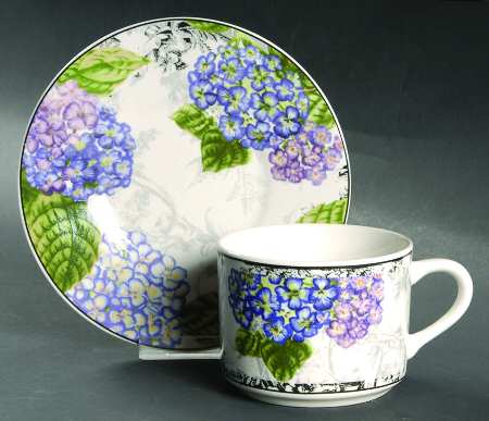 Hydrangea Toile Flat Cup & Saucer Set