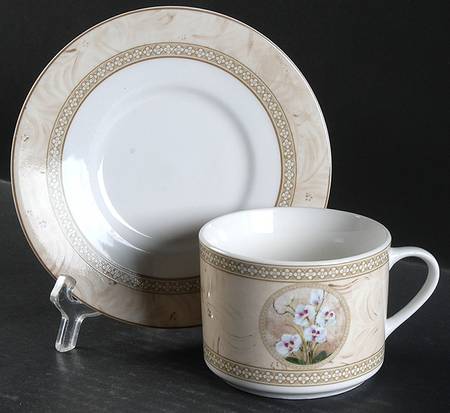 Orchid Flat Cup & Saucer Set by American Atelier