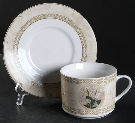 Orchid Flat Cup & Saucer Set by American Atelier