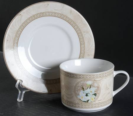 Orchid Flat Cup & Saucer Set by American Atelier
