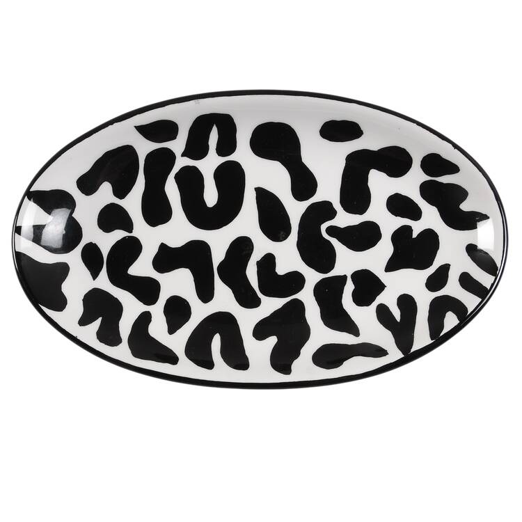 Serengeti Black and White 8" Oval Tray