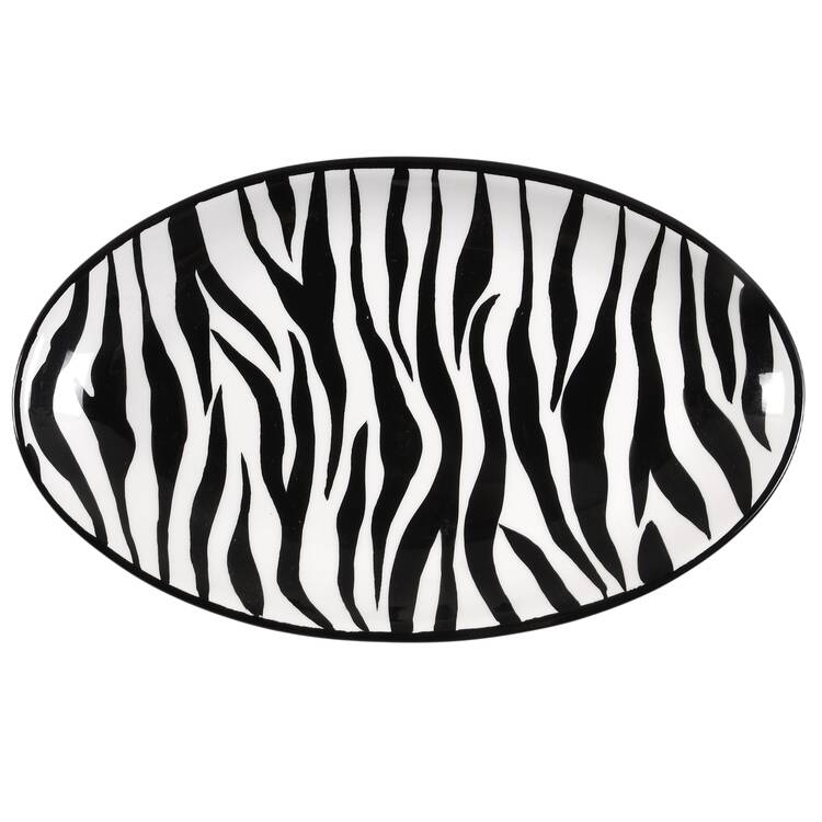 Serengeti Black and White 10" Oval Tray