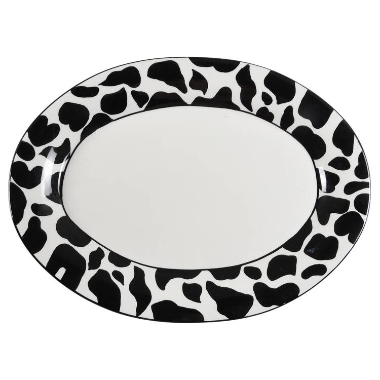 Serengeti Black and White 17" Oval Serving Platter