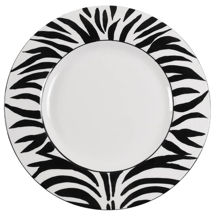 Serengeti Black and White 12" Chop Plate (Round Platter)