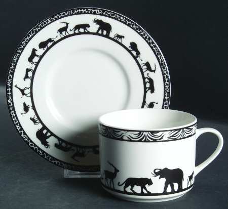 Serengeti Black and White Flat Cup & Saucer Set
