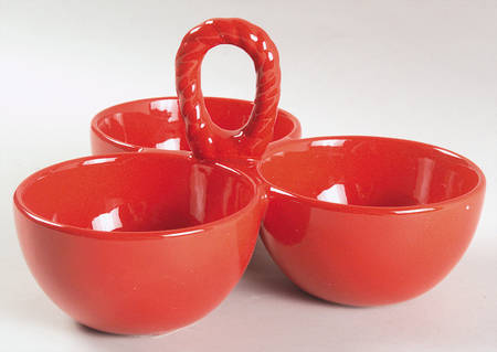 Fire 3-Part Relish with Center Ceramic Handle