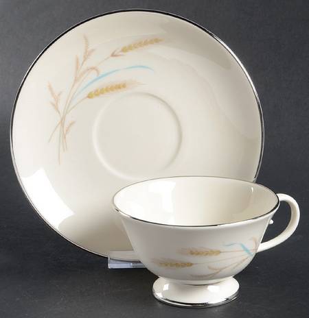 Harvest Wheat Footed Cup & Saucer Set by Aristocraft