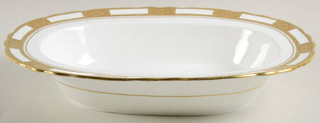 Empress White (Gold Encrusted, Smooth Or Scalloped) 10" Oval Vegetable Bowl