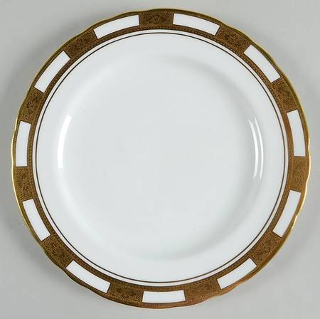 Empress White (Gold Encrusted, Smooth Or Scalloped) Luncheon Plate