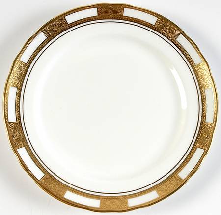 Empress White (Gold Encrusted, Smooth Or Scalloped) Salad Plate