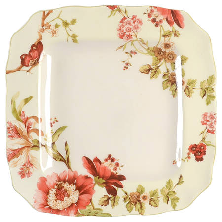 Summer Botanical Lutece Fleur Rouge Square Dinner Plate