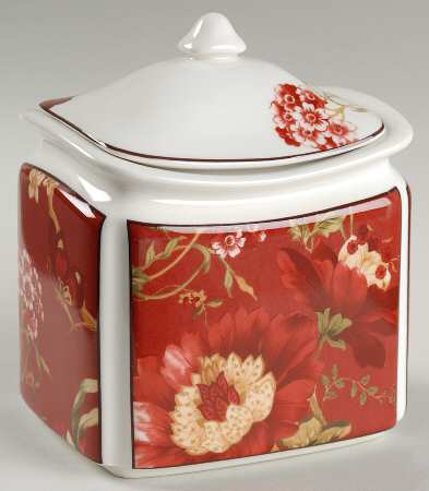Summer Botanical Lutece Fleur Rouge Small Canister & Lid by 222 Fifth (PTS)