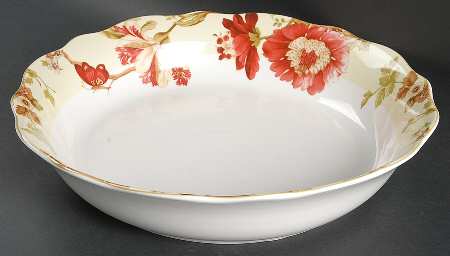 Summer Botanical Lutece Fleur Rouge 13" Pasta Serving Bowl by 222 Fifth (PTS)
