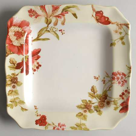 Summer Botanical Lutece Fleur Rouge Square Salad Plate