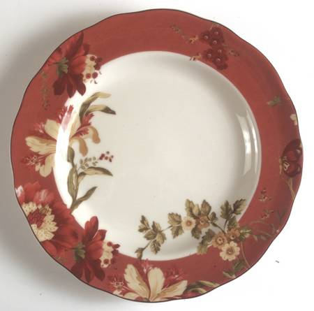 Summer Botanical Lutece Fleur Rouge Dinner Plate by 222 Fifth (PTS)