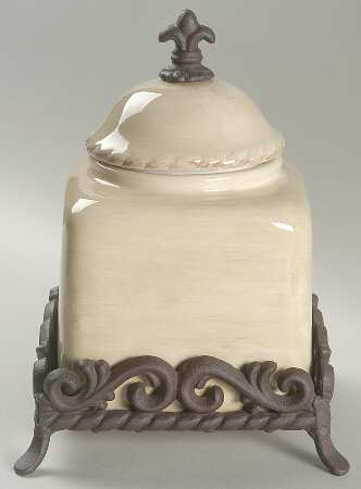 Tuscan Countryside Cream Small Canister with Metal Base