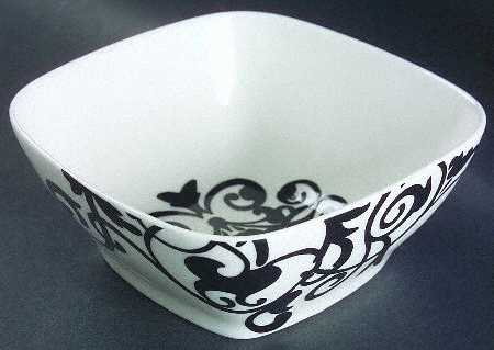 Rococo Black and White Square Soup/Cereal Bowl