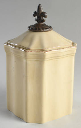 Fleur De Lis Cream Medium Canister & Lid