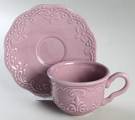 Scallop Pink Flat Cup & Saucer Set