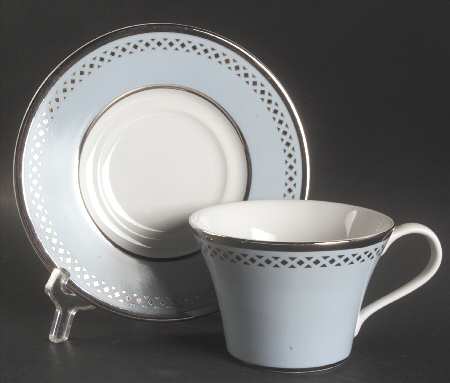 Ashford Blue Flat Cup & Saucer Set
