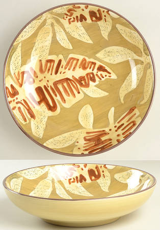 Khaki Leaves 9" Individual Pasta Bowl by 222 Fifth (PTS)