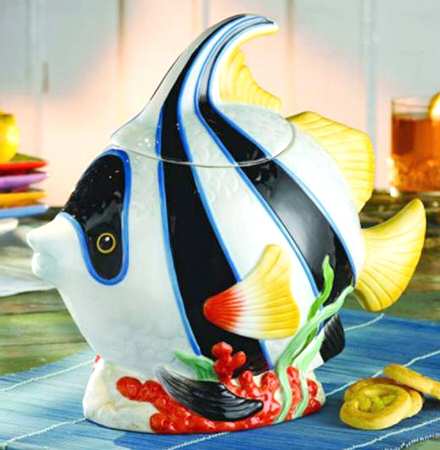 Tropical Fish Figural Cookie Jar & Lid