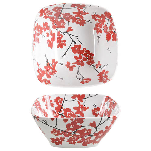 Mia Blossoms Red (Soft Square) Soup/Cereal Bowl