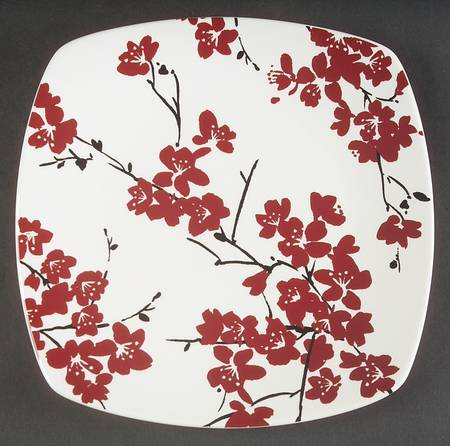 Mia Blossoms Red (Soft Square) Salad Plate