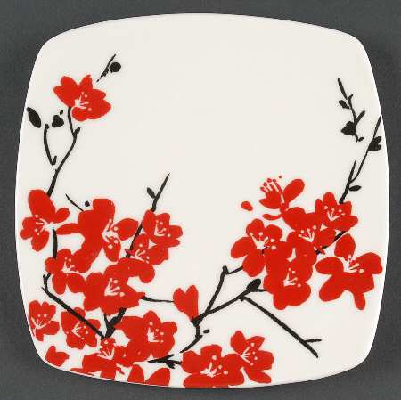 Mia Blossoms Red (Soft Square) Appetizer Plate