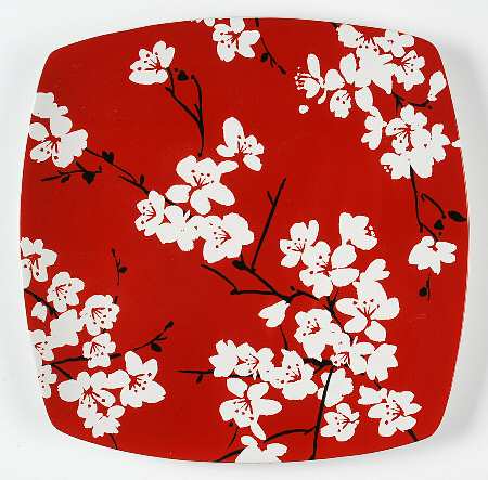 Mia Blossoms Red (Soft Square) 11" Square Chop Plate