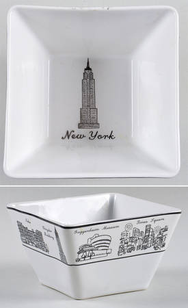 City Scenes Black Individual Square Appetizer Bowl