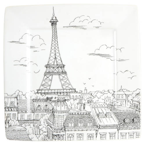 City Scenes Black Salad Plate