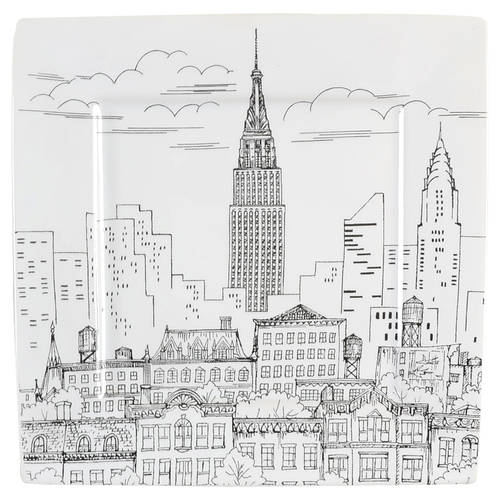 City Scenes Black Salad Plate