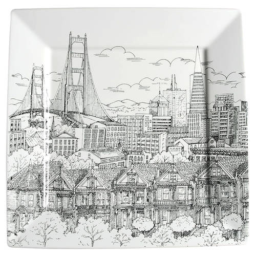City Scenes Black Dinner Plate