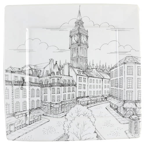 City Scenes Black Dinner Plate