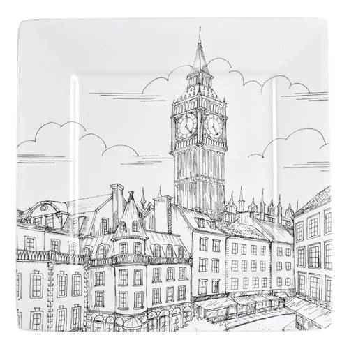 City Scenes Black Salad Plate