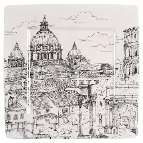 City Scenes Black Salad Plate