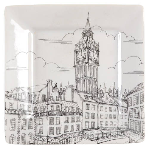 City Scenes Black Appetizer Plate