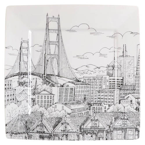 City Scenes Black Salad Plate by 222 Fifth (PTS)